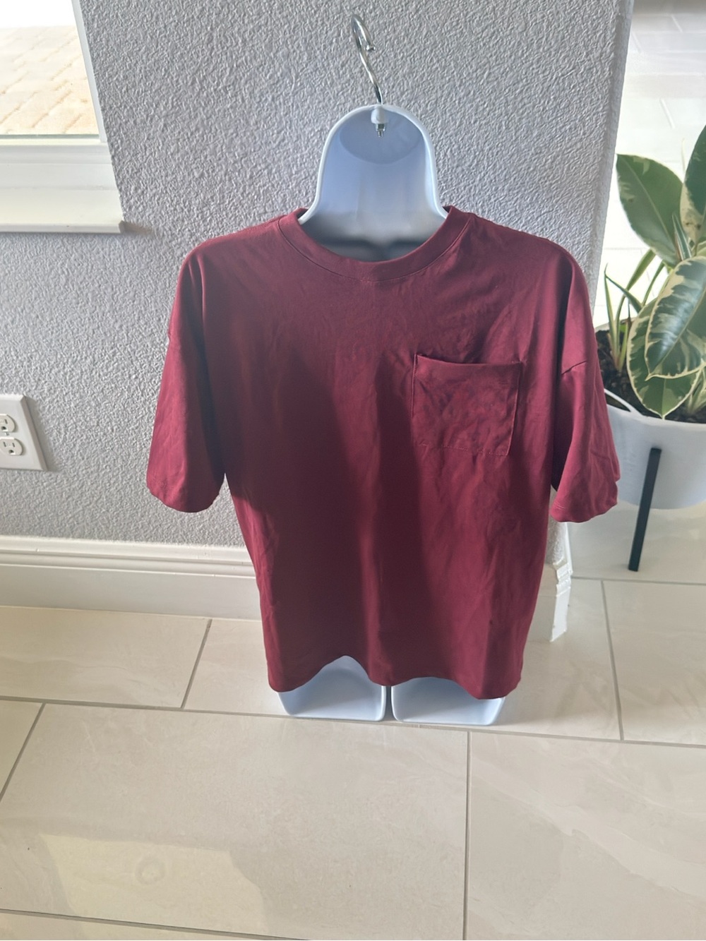 Boys Pocket T‑Shirt in Burgundy